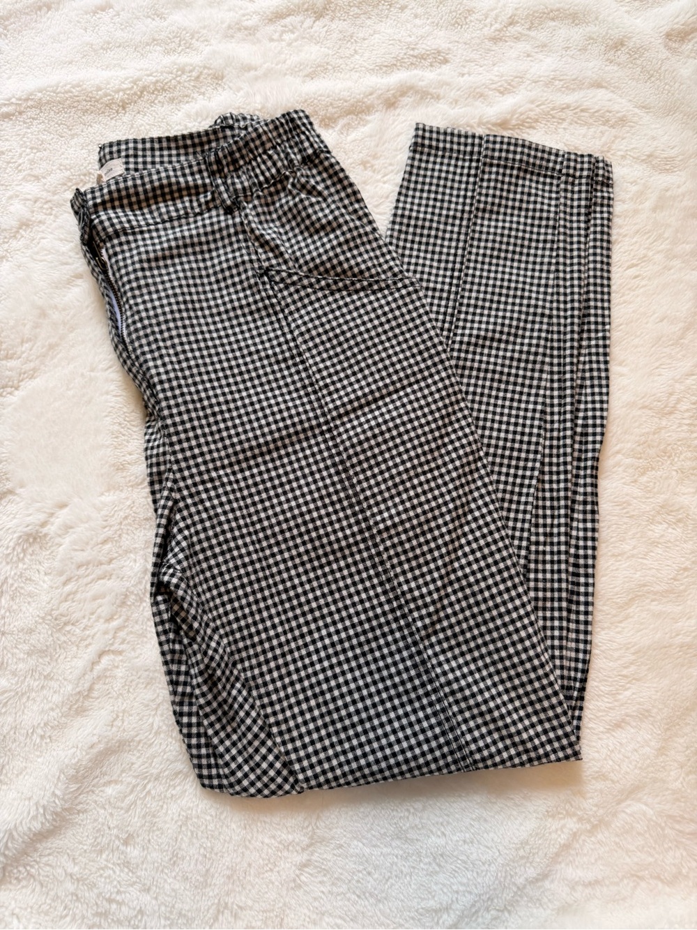 Black & White Gingham Straight Leg Pants